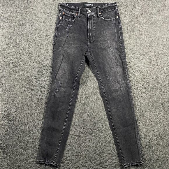 Abercrombie & Fitch Jeans Mens 32x34 Black 90s Slim Vintage Stretch Distressed - Picture 1 of 14